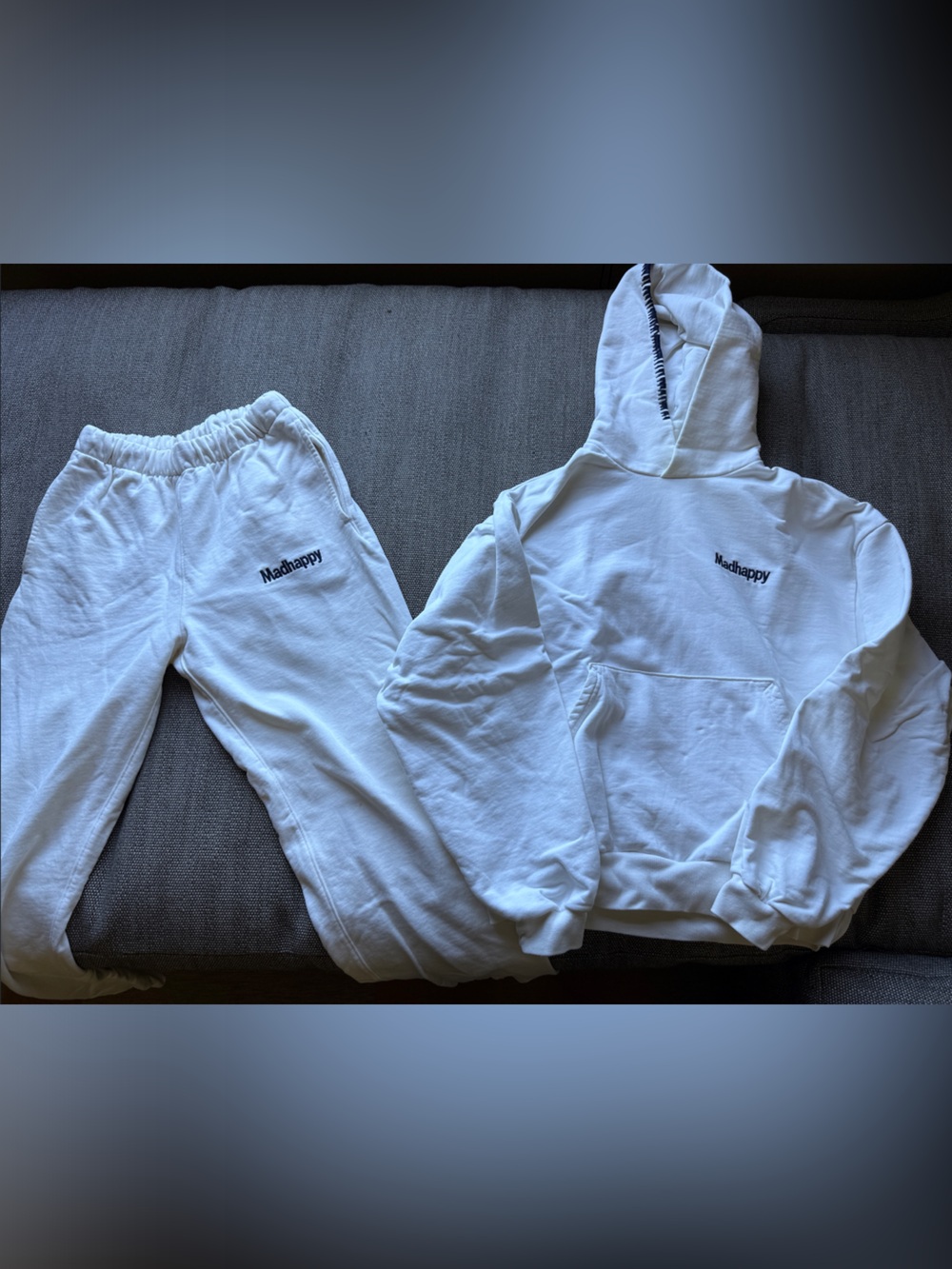 Madhappy Cream Unisex sweatshirt hoodie and pants set size XS